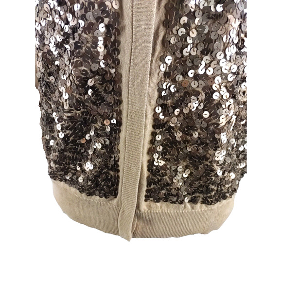 Talbots Women Sequins Snap Sweater Cardigan Long Sleeves Size L Color Tan - Picture 3 of 9